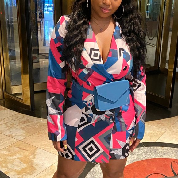 Multi colored Suit Dress w/ Fanny Pack - Picture 6 of 6